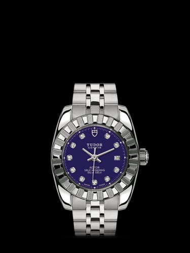 Tudor Classic 28 Stainless Steel / Fluted / Blue-Diamond / Bracelet