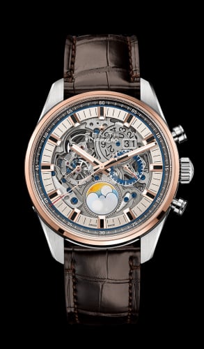 Zenith El Primero Chronomaster Grande Date Full Open Stainless Steel / Pink Gold / Alligator