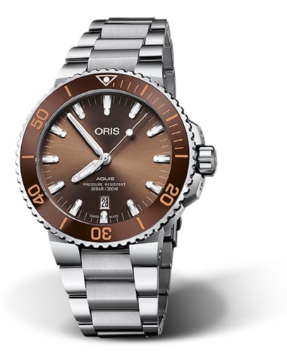 Oris Aquis Date 43.5 Stainless Steel / Brown / Bracelet