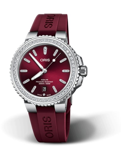 Oris Aquis Date Diamonds 41.5 Stainless Steel - Diamond / Red / Rubber