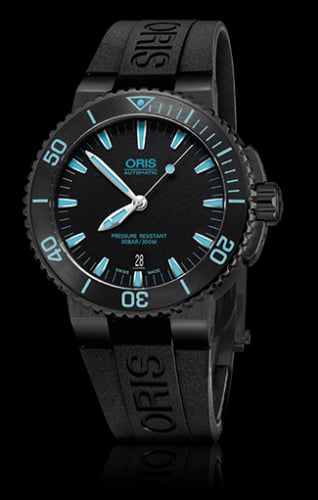 Oris Aquis Date 43 DLC / Black / Rubber