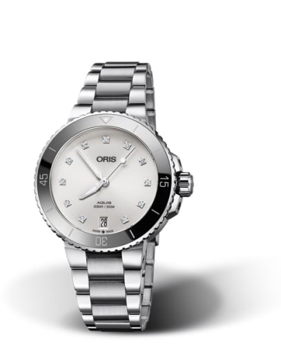 Oris Aquis Date 36.5 Stainless Steel / White - Diamond / Bracelet