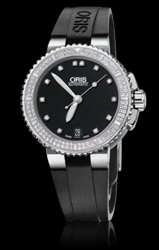 Oris Aquis Date Diamonds 36 Stainless Steel / Black - Diamond / Rubber