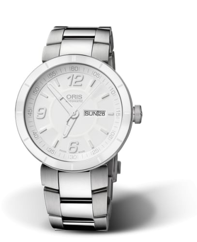 Oris TT1 Day Date Stainless Steel - Ceramic / White / Bracelet