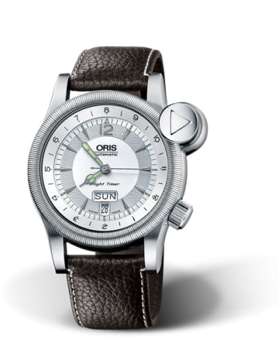 Oris Flight Timer² Day Date Stainless Steel / Silver / Leather