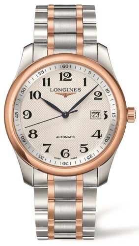 Longines Master Collection 40 Date Stainless Steel / Pink Gold / Silver-Arabic Bracelet