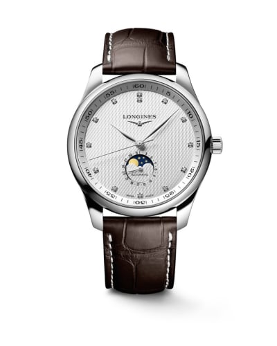 Longines Master Collection 42 Moonphase Stainless Steel / Silver - Diamond