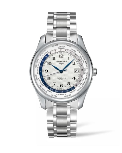 Longines Master Collection 42 World Time Stainless Steel / Silver-Arabic / Bracelet