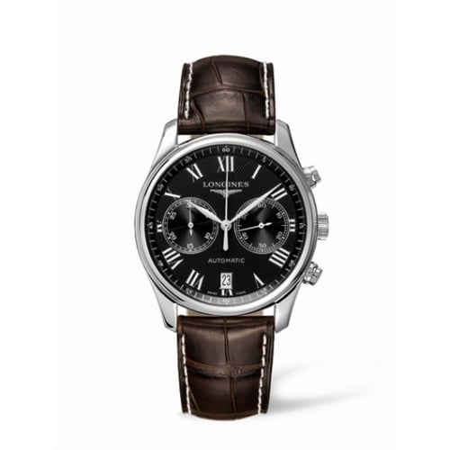 Longines Master Collection Chronograph 40 Stainless Steel / Black - Roman / Strap