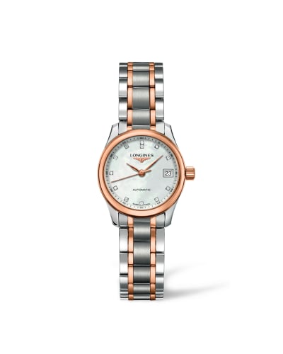 Longines Master Collection Date 25.5 Stainless Steel - Pink Gold / MOP / Bracelet