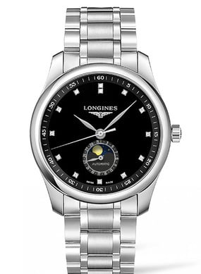 Longines Master Collection 40 Moonphase Stainless Steel / Black-Diamond / Bracelet