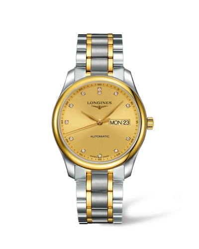 Longines Master Collection 38.5 Day Date Stainless Steel / Champagne-Diamond / Bracelet