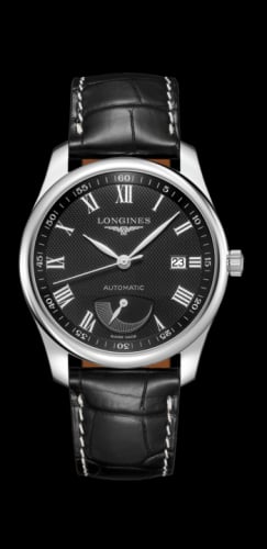 Longines Master Collection 40mm Power Reserve Stainless Steel / Black-Roman / Alligator