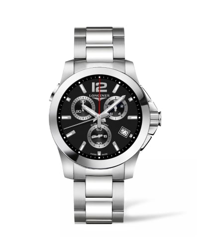 Longines Conquest Chronograph Quartz 41 Stainless Steel / Black / Bracelet