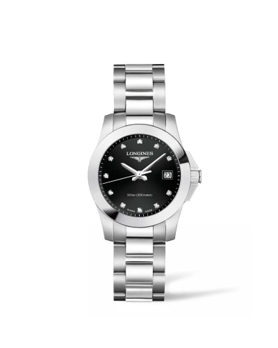 Longines Conquest Quartz 29.5 Stainless Steel / Black - Diamond