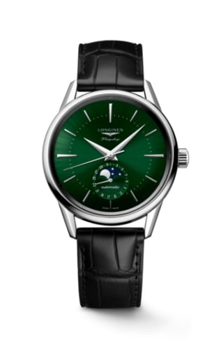 Longines Heritage Flagship Moonphase Stainless Steel / Green