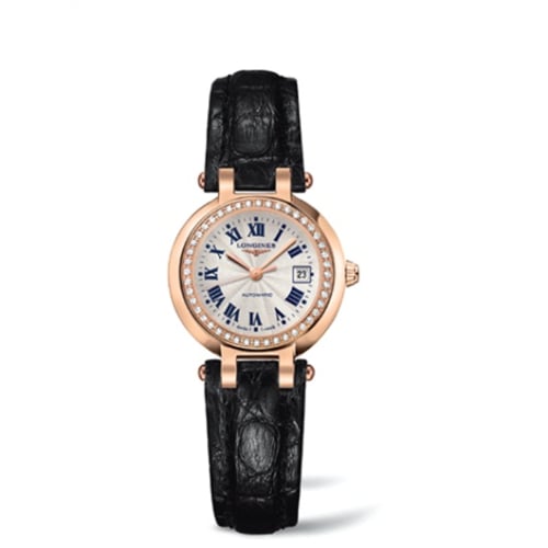 Longines PrimaLuna Automatic 26.5 Pink Gold Diamond Leather