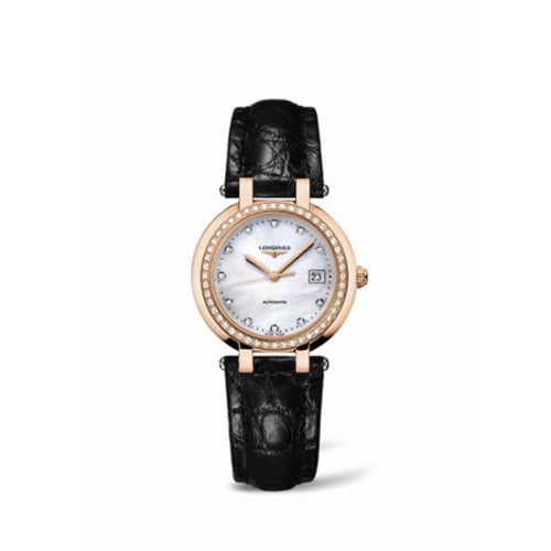Longines PrimaLuna Automatic 30 Pink Gold Diamond Leather MOP