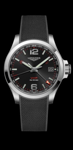 Longines Conquest V.H.P. GMT 41 Stainless Steel / Black / Rubber