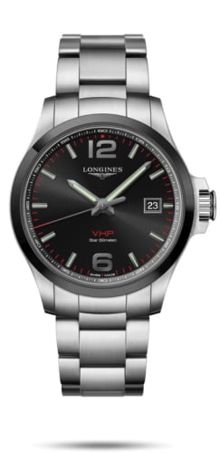 Longines Conquest V.H.P. 43 Stainless Steel / Ceramic / Black / Bracelet