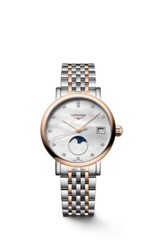 Longines Elegant Collection Moonphase 30 Stainless Steel - Pink Gold / MOP / Bracelet