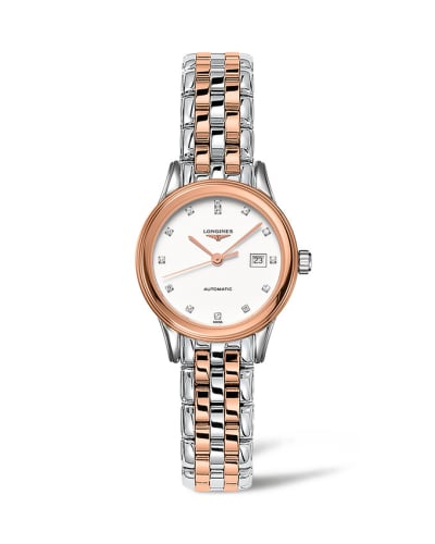Longines Flagship 30 Stainless Steel - Pink Gold / White - Diamond / Bracelet