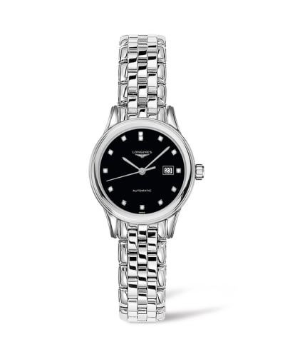 Longines Flagship 30 Stainless Steel / Black - Diamond / Bracelet