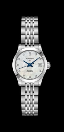 Longines Record 26mm Stainless Steel / MOP-Diamond / Bracelet