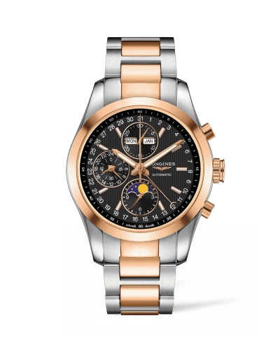 Longines Conquest Classic Moonphase Stainless Steel - Red Gold / Black / Bracelet