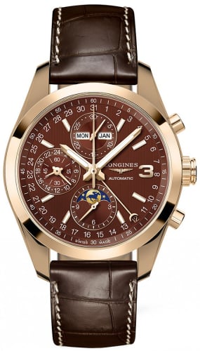 Longines Conquest Classic Moonphase Red Gold / Chocolate / Triple Crown Collection