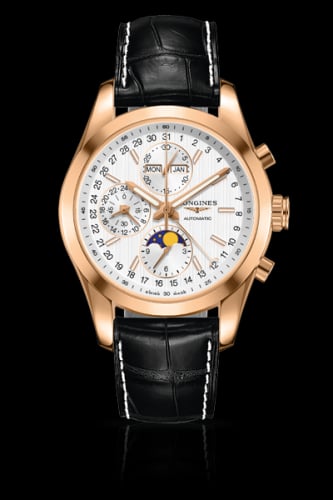Longines Conquest Classic Moonphase Red Gold Silver
