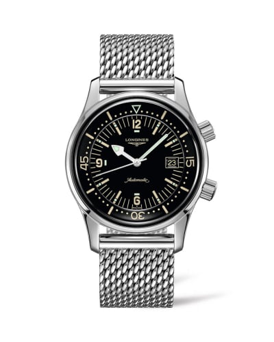 Longines Legend Diver Date Stainless Steel / Black / Milanese