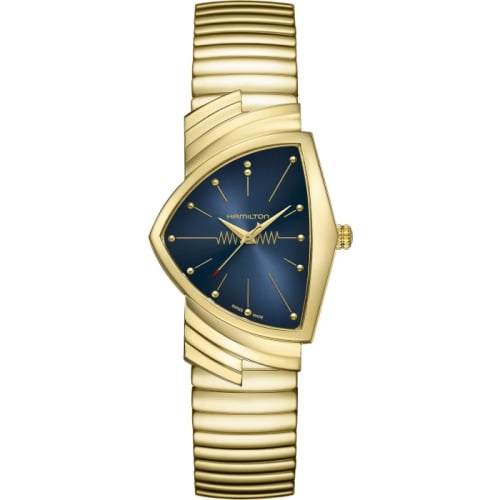Hamilton Ventura Gents Yellow Gold / Blue Suede Shoes / Bracelet