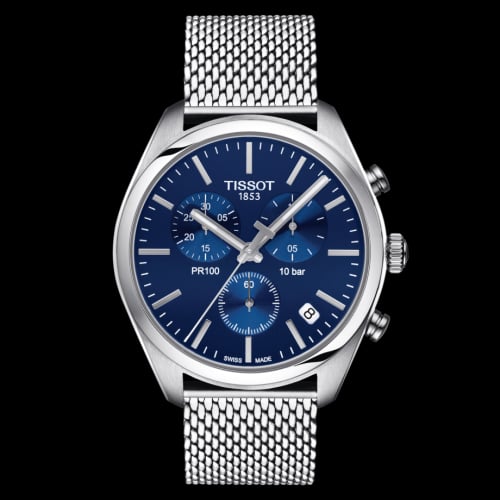 Tissot PR 100 Chronograph Quartz 41 Stainless Steel / Blue / Milanese