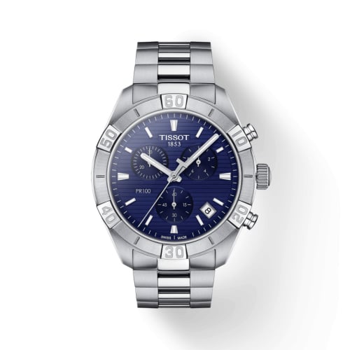 Tissot PR 100 Sport Gent Chronograph Stainless Steel / Blue / Bracelet