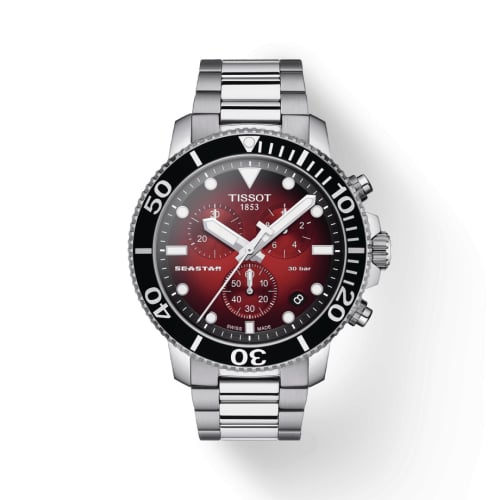 Tissot Seastar 1000 Chronograph Quartz 45.5 Stainless Steel / Red Gradient / Bracelet