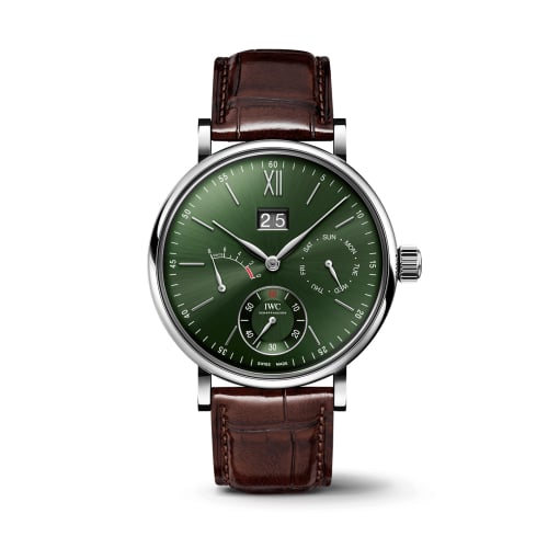 IWC Schaffhausen Portofino Hand-Wound Day &amp; Date Stainless Steel / Green