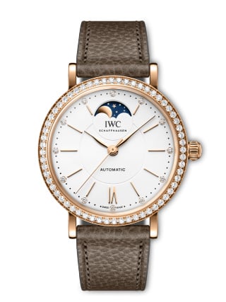 IWC Schaffhausen Portofino Automatic Moon Phase 37 Red Gold - Diamond / Silver