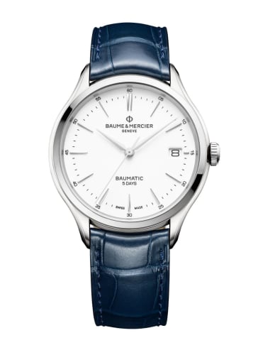 Baume & Mercier Clifton Baumatic Stainless Steel / White / Alligator