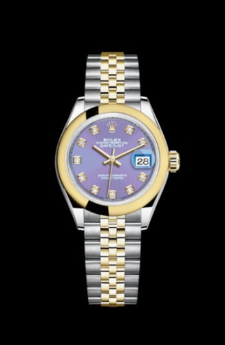 Rolex Lady-Datejust 28 Rolesor Yellow Domed / Jubilee / Lavender Diamond