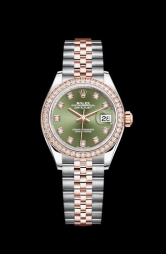 Rolex Lady-Datejust 28 Rolesor Rose Diamond / Jubilee / Olive Diamond