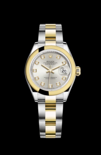 Rolex Lady-Datejust 28 Rolesor Yellow Domed / Oyster / Silver Diamond