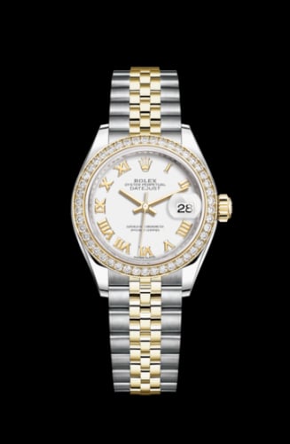 Rolex Lady-Datejust 28 Rolesor Yellow Diamond / Jubilee / White Roman