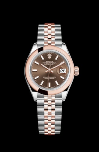 Rolex Lady-Datejust 28 Rolesor Rose Domed / Jubilee / Chocolate