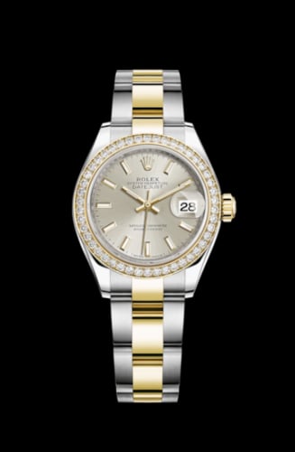 Rolex Lady-Datejust 28 Rolesor Yellow Diamond / Oyster / Silver