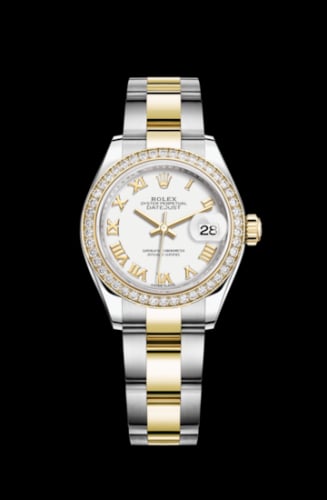 Rolex Lady-Datejust 28 Rolesor Yellow Diamond / Oyster / White Roman