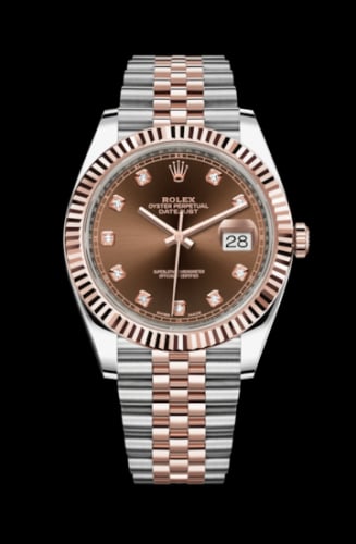 Rolex Datejust 41 Rolesor Everose Fluted / Jubilee / Chocolate - Diamond