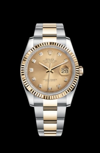 Rolex Datejust 36 Rolesor Yellow Fluted / Oyster / Champagne Diamonds