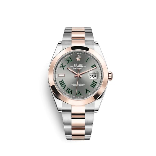 Rolex Datejust 41 Rolesor Everose Smooth / Oyster / Slate - Roman