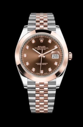 Rolex Datejust 41 Rolesor Everose Smooth / Jubilee / Chocolate - Diamond